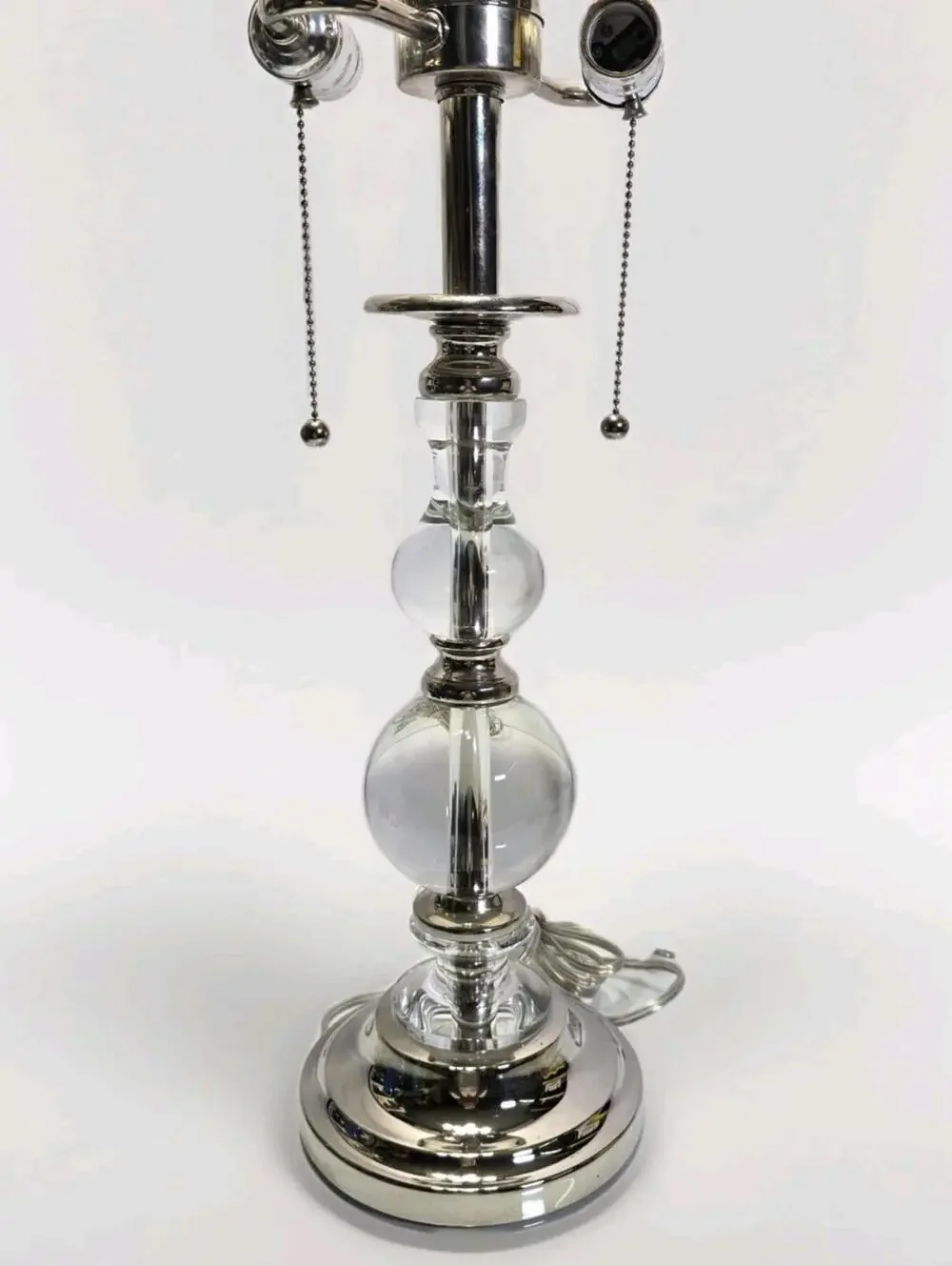Clear Crystal Glass Ball Table Lamp Stacked Orb Chrome Glam Modern 24